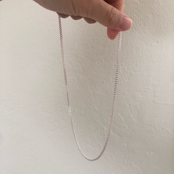 Silver Cuban Chain Necklace - Picture 3 of 5